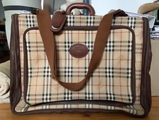 Original BURBERRY: Glencheck Leder Anzugtasche, Kleidersack, 1 Übernachtung