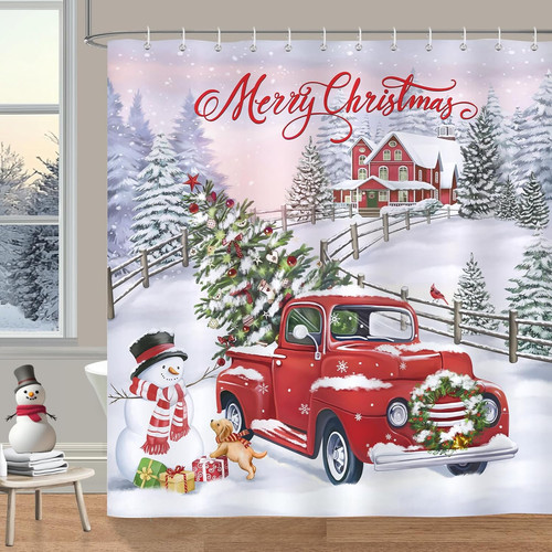 Duschvorhang weihnachten lkw - duschvorhang,