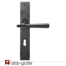 AHB Türgriff 1680/2685 Langschild Schmiedeeisen antik geschwärzt BB Türdrücker