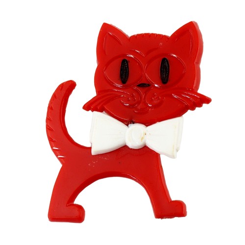 Anstecker katze rot weiß ddr - anstecker,