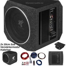 HIFONICS 400 Watt aktiv Subwoofer + Kabelset Auto 20cm Aktivsub 400 Watt ZX82A