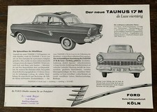 Der neue Ford TAUNUS 17 M de Luxe viertürig einseitiger Prospekt Händlerstempel