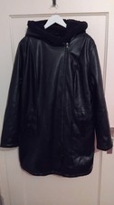 Rainbow Kunstleder Mantel Teddy Futter Gr 44 46 Schwarz Kapuze Neu Ohne Etikett