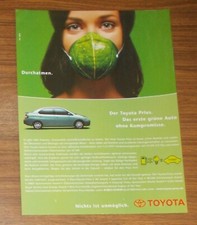 Seltene Werbung TOYOTA PRIUS - Das erste grüne Auto ohne Kompromisse 2001