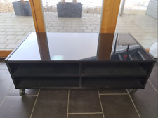 Glastisch mit Klarglas Auflageplatte (auf Rollen)