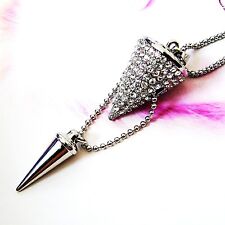 Set XXL Lang Kette + Anhänger Kegel Halskette Strass Bling-Bling 151