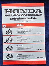 Honda Preisliste, Mofa Mokick, 1. 1978 Camino, CB 50 J, Chaly, Monkey