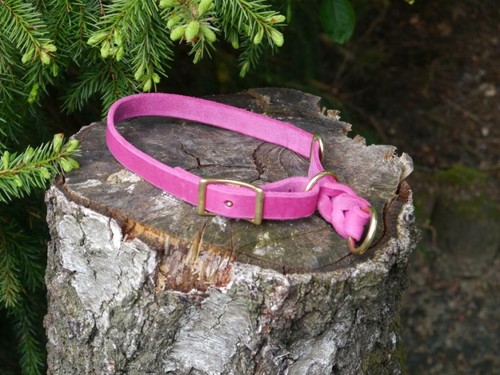 Pinkes fettlederhalsband - fettlederhalsband, m