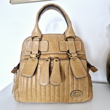 CHLOÉ BAY BAG braun LEDER Tasche beige Henkeltasche Bowling Bag 