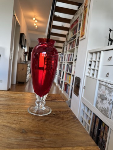 Rubinrote glas vase - glas-vase,, vintage