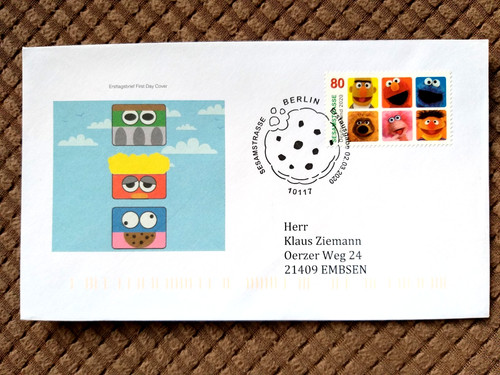 Brd 2020 fdc sesamstraße - brd, fdc,