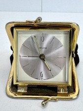 Alter Vintage Kienzle Wecker mechanisch Reisewecker im Portemonnaie Etui #9291