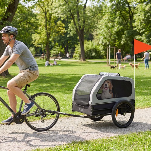 Pawhut fahrradanhänger hunde - fahrradanhänger,