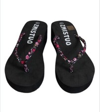 Sommer Damen KeilabsatzSandalen Plateau StrandZehentrenner Flip Flops 37 Schwarz