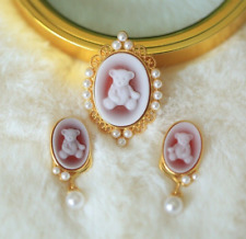 D18 Bärchen Bär Schmuckset Perlmutt roter Achat Perlen Silber 925