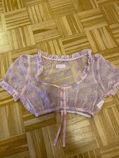 Limberry, Dirndl Bluse fein Tull transparent Rosé, Flieder bestickt Gr. 36