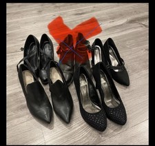 Schuhpaket 4 XHigh Heels Pumps Größe 38 Grau SchwarzWeiß Punkte Stoff Rockn Roll