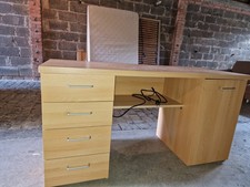 Schreibtisch Holzoptik 145x60 cm mit Schubladen & Schrank