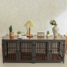 Hundebox Hundekäfig XXL Gitterbox Beistelltisch Hund Welpe Welpenlaufstall Holz