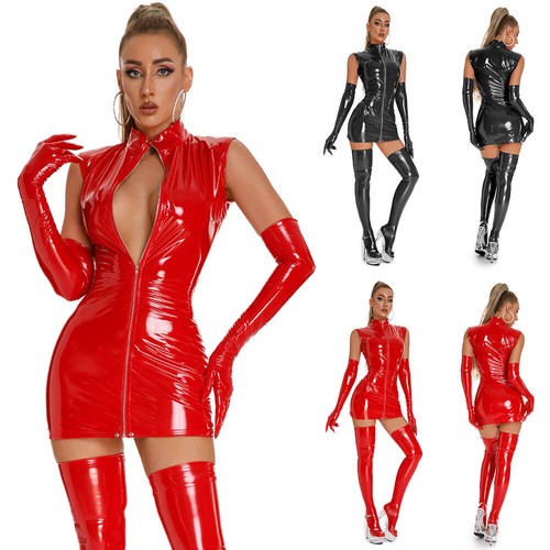 Damen zipper lackleder wetlook - damen,