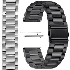 14 | 16 | 18 | 20 | 22 | 24 Edelstahl Glieder-Uhrenarmband Silber Schwarz Metall