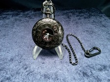 Sprungdeckeltaschenuhr, schwarz, besonders, elegant, Karabiner-Kette