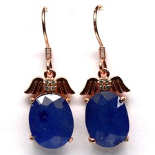 Wunderschöne echte blaue Saphire Engelsflügel Ohrringe  Rose Gold Plated