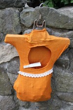 DDR Klammer Sack orange mit Klammern Klammerschürze Klammerbeutel Vintage RETRO