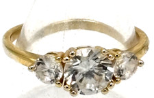 Verlobungsring 3 Stein Moissanit 0,925 Sterlingsilber vergoldet