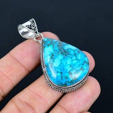 Magnesit Türkis Anhänger 925 massiv Sterlingsilber Schmuck perfektes Geschenk UK