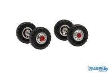 Modellbau Schwarz Radsatz Geländereifen 11.00 x 20 mit Stahlfelgen für Vord