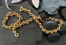 Erbsenkette / Ankerkette massiv 750 Gelbgold mit Saphir 47 cm