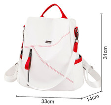 Rucksack Damen Reise Cityrucksack Tasche Weiß Rot Reisverschluss Handtasche Neu