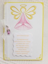 Grußkarte FADENGRAFIK + handgefertigtem Schutzengel ** Taufe Kommunion Geburt 14