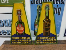 kein Emailschild, Blechschild 2 x Nordhäuser Akt.-Brauerei Nordhausen Bier
