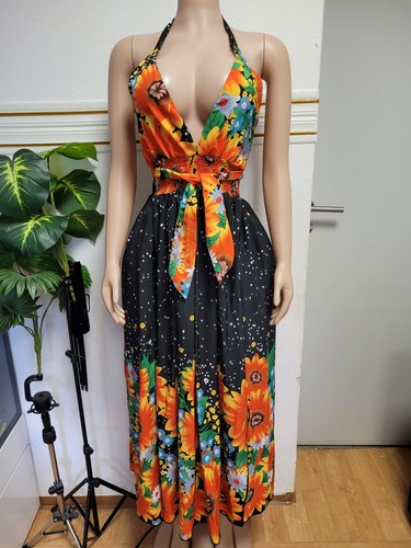 Damen maxikleid sonnenblumen - maxikleid,
