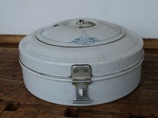 V8165 Antike Brotdose / Brotkasten aus Emaille ~ Spritzdekor ~ EMAIL um 1930