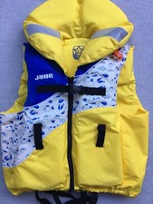 JOBE Kinder Schwimmweste M/L in gelb blau 100N mit Kragen und Schrittgurt