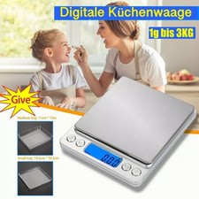 Küchenwaage Electronic Grammwaage Haushaltswaage 3KG/1g Digital Edelstahl LCD