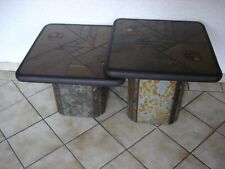 Wohnzimmer- oder Beistelltische 2 Stück höhenversetzt Material aus Buntschiefer