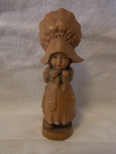 Mädchen mit Puppe handgeschnitzt und bemalt Holz Vintage Italien #Q