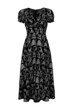 Hell Bunny Langes Kleid Damen Anatomy Dress schwarz/weiß Gothic, Rockabilly