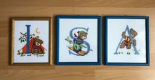 3 Gestickte Bilder  - Bärchen - Teddy - Kindermotiv - Aidastoff - Kreuzstich 