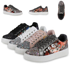 Damen Plateau Sneaker Glitzer
