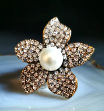 Ring Edelstahl golden Perle CZ Zirkonia Blüte strahlend mondän 25g anpassbar WOW