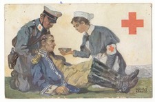 AK Künstlerkarte Gardereiter Dresden verwundet Rotes Kreuz Sachsen M283