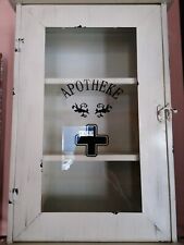 Haku Medizinschrank aus Metall in antik weiß, Schranktür mit eingelassenem Glas