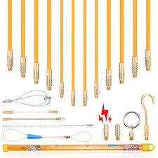 12m Einziehband Einziehdraht 12 Stangen x1m Fish Tape Kabeleinziehhilfe 9Anhänge