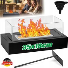 Freistehender Bio-Ethanol Standkamin Dekokamin mit Zubehör Kaminofen Schwarz NEU