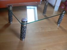 Designer Glastisch Massiv dicke Platte Chrom Couchtisch Clubtisch 60er 70er Jahr